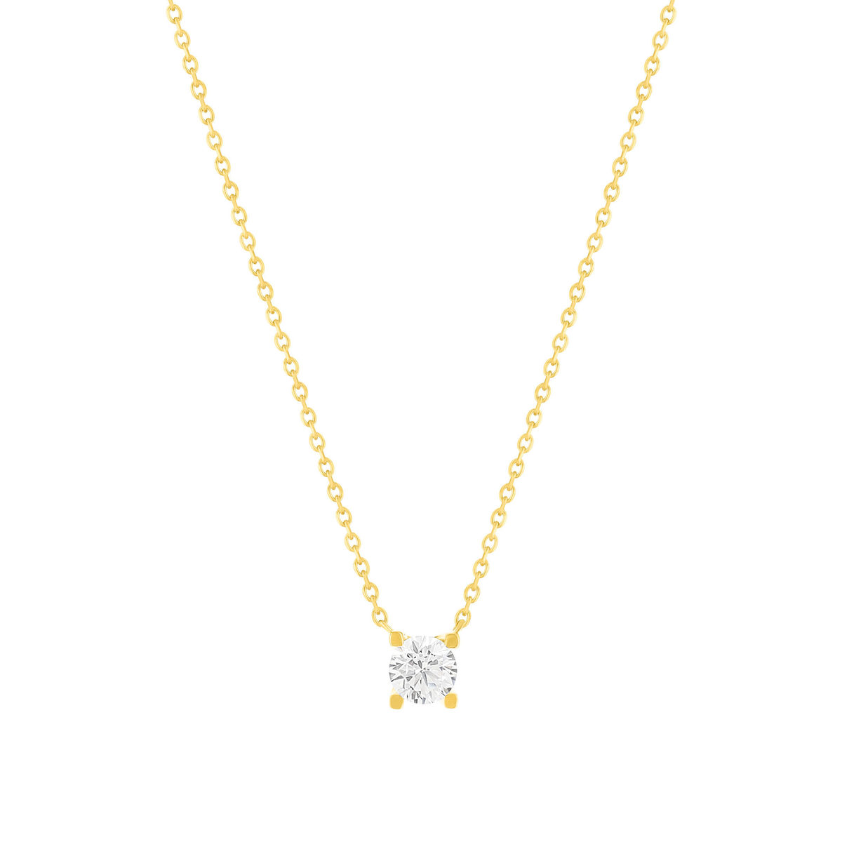 Collier solitaire or 750 jaune diamant HSI 0.4 carat 42cm - vue 5