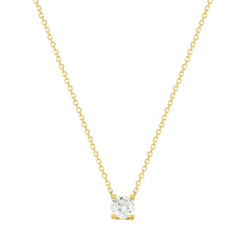 Collier solitaire or 750 jaune diamant HSI 0.5 carat 42cm