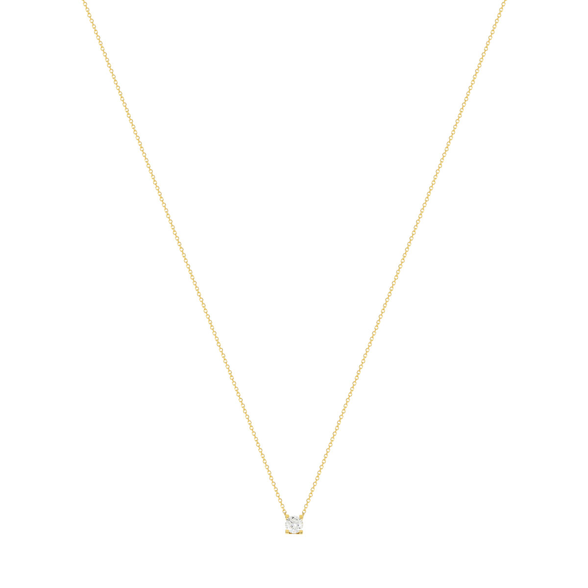 Collier solitaire or 750 jaune diamant HSI 0.5 carat 42cm - vue 2