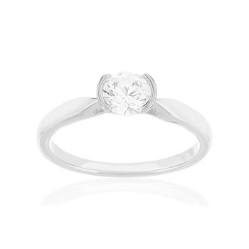 Solitaire or 750 blanc diamant HSI 0.5 carat