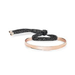 Bracelet jonc plaqué or rose cordon coton