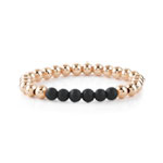 Bracelet plaqué or rose perles onyx