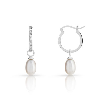 Boucles d'oreilles argent 925 zirconia perle de culture