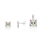 Ensemble pendentif et boucles d&rsquo;oreilles argent 925 &eacute;mail