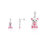 Parure pendentif et boucles d&rsquo;oreilles argent 925 &eacute;mail