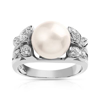 Bague argent 925 perle de culture et zirconia