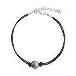 Bracelet argent 925 cordon perle de culture de Tahiti