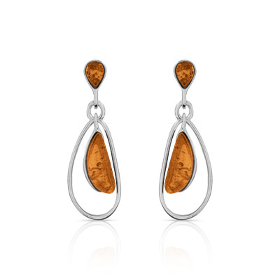 Boucles d'oreilles argent ambre