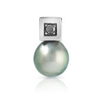 Pendentif argent 925 perle de culture de Tahiti zirconia