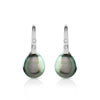 Boucles d'oreilles argent 925 perles de Tahiti diamant