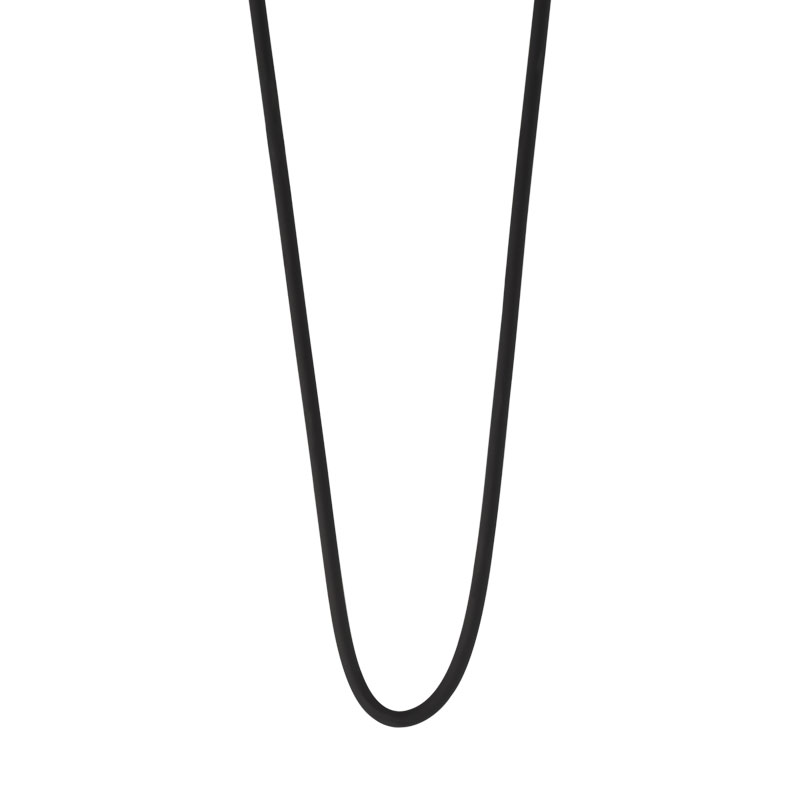 Collier cordon caoutchouc noir fermoir argent 925 50 cm