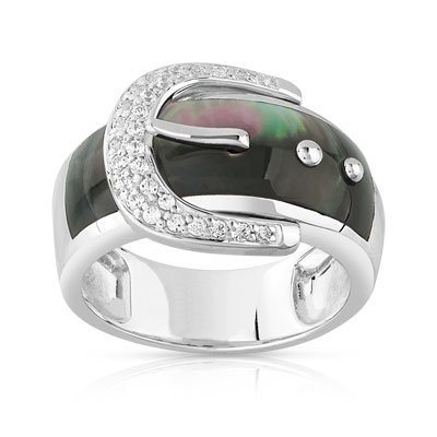 Bague argent 925 nacre zirconia