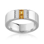 Bague argent 925 citrine diamant