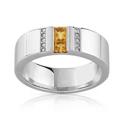 Bague argent citrines diamants