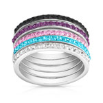 5 bagues argent 925 cristal