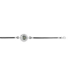 Bracelet argent 925 perle de culture de Tahiti zirconia cordon cuir noir
