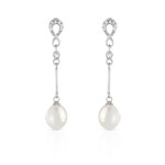 Boucles d&rsquo;oreilles argent 925 perle de culture zirconia
