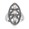Bague argent 925 marcassite perle imitation