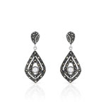 Boucles d&rsquo;oreilles argent marcassite perles imitation