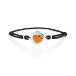 Bracelet argent 925 ambre cordon coton noir