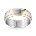 Bague acier plaqué or