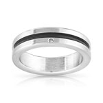 Bague acier diamant caoutchouc