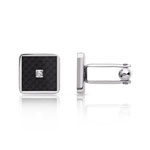 Boutons de manchettes acier carbone diamant