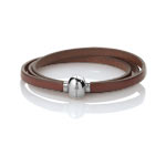 Bracelet cordon cuir acier