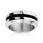 Bague acier diamant