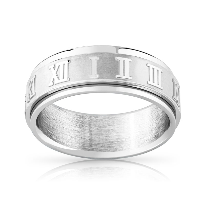 bague acier bague en acier poli chiffres romains graves sur ruban ... bague acier bague en acier poli chiffres romains graves sur ruban ...