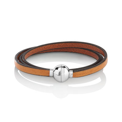 Bracelet cordon cuir et acier