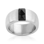 Bague acier onyx