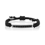 Bracelet acier onyx cordon noir