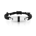 Bracelet acier onyx cordon noir