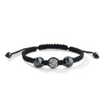 Bracelet acier cristal cordon nylon noir