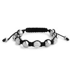Bracelet acier cristal cordon nylon noir