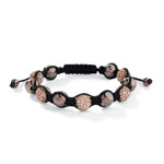 Bracelet acier cristal cordon nylon noir