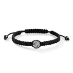Bracelet acier cristal cordon nylon noir
