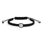 Bracelet acier cristal cordon nylon noir