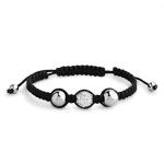 Bracelet acier cristal cordon nylon noir
