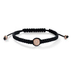 Bracelet acier cristal cordon nylon noir