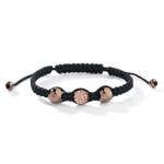 Bracelet acier cristal cordon nylon noir