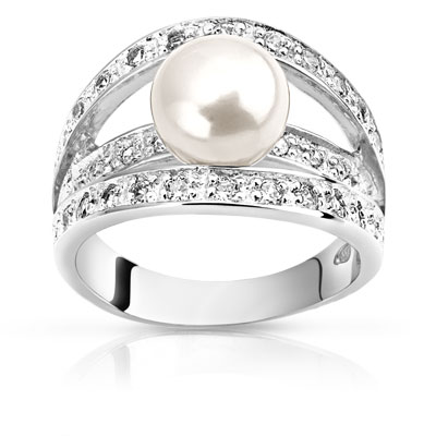 Bague argent 925 perle de culture de Chine zirconia