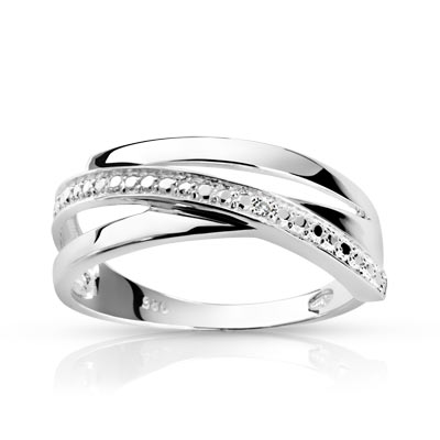 Bague argent 925 diamant - vue 1