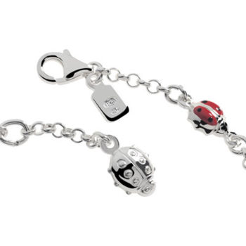 Parure bracelet 17 cm et boucles d'oreilles argent 925 coccinelles