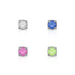 Ensemble 4 paires de clous d'oreilles argent 925 pierre imit