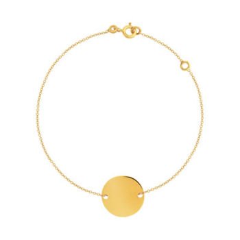 Bracelet or 375 jaune médaille personnalisable 18 cm