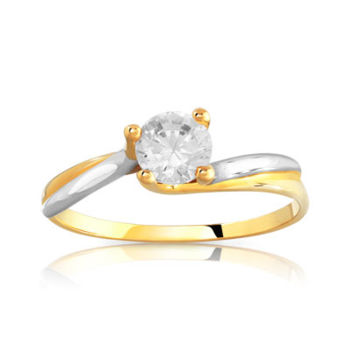 Bague or 375 2 tons zirconia