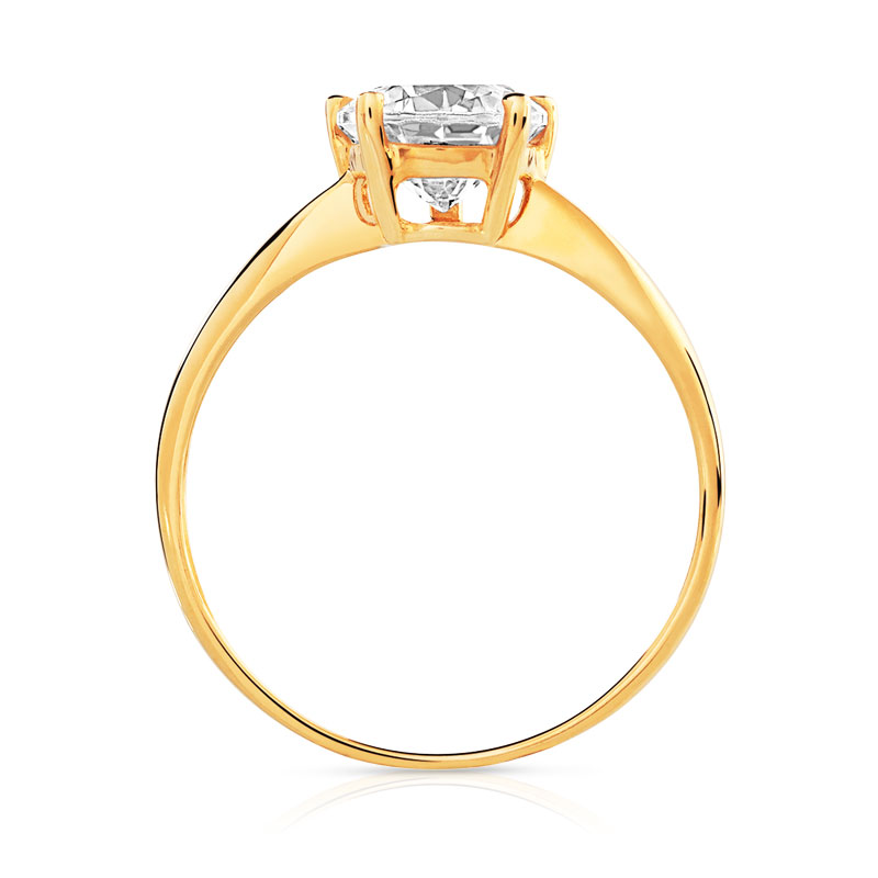 Bague or 375 jaune zirconia - vue V2