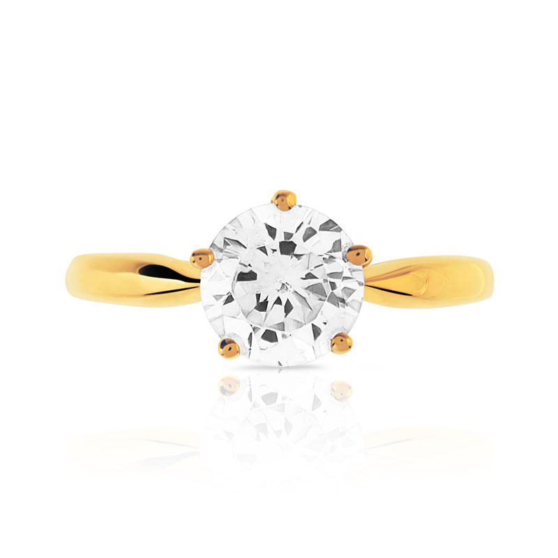 Bague or 375 jaune zirconia - vue V3